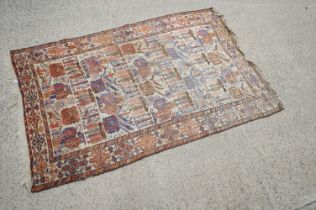 Cream ground Wool Rug with geometric design within a border, approx. 293cm x 176cm