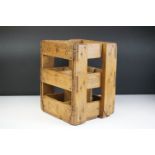 Early to Mid century Pine 4 bottle holder, 25cm wide x 31cm high