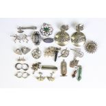 A collection of mixed sterling silver jewellery to include necklaces, pendants, earrings,