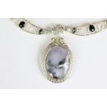 Swarovski crystal and dendrite opal necklace