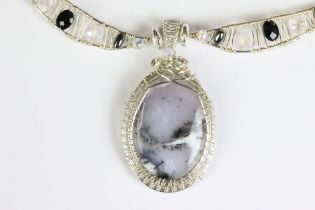 Swarovski crystal and dendrite opal necklace