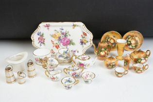 Two miniature tea sets to include a miniature Hammersley chintz tea service to include six tea