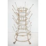 Early to Mid century French Metal Seven Tier Bottle Drying Rack, 76cm high