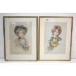 Pair of Philip Boileau Portrait Prints of Ladies, 24cm x 36cm, framed and glazed