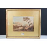 John Varley (1778-1842) watercolour of North Wales, signed, 30cm x 22cm, gilt framed and glazed