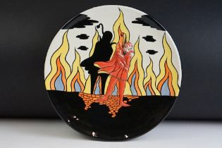 Lorna Bailey for Carlton ware limited edition Red Devil wall charger plate featuring a raised figure