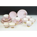 1930s Art Deco Royal Winton Grimwades pottery tea service. The service having a pink ground with