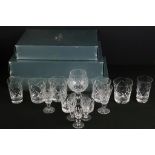 Collection of cut glass to include boxed J G Durand boxed champagne flutes and wine glasses, a