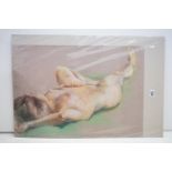 Reclining nude, pastel on paper, 50 x 70cm
