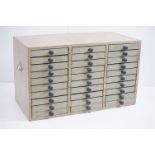 Painted table top collectors chest of 30 drawers, 73cm wide x 35cm deep x 44cm high