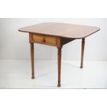 19th century Mahogany Rectangular Pembroke Table with drawer to one end and faux drawer to the