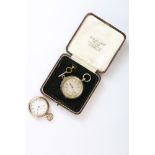 Elgin gold plated open face top wind fob watch; together with a silver open face key wind small