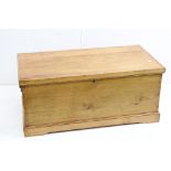 A Victorian waxed and polished pine blanket box, 94cm long x 41cm high