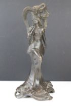 Art Nouveau style cast bronze figure of a maiden, of typical form. Measures approx 32cm high