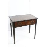 Georgian mahogany side table with single drawer, 76cm wide x 72cm high