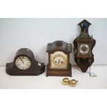 Three vintage clocks to include a Dutch wall clock and mantel clocks