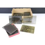 Collection early 20th Century assorted glass negative slides including military examples, family and
