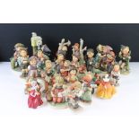 Approx 25 Goebel Hummel figures and two miniature Royal Doulton ladies