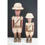 Two hand carved Indian policemen "Bill & Ben", the tallest 77cm high