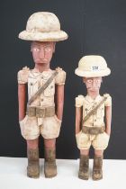 Two hand carved Indian policemen "Bill & Ben", the tallest 77cm high