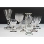 Group of 19th Century glass to include a control bubble stem glass, etched glass, a pair of
