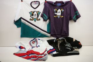 American Ice Hockey jersey to include 2 x NHL Mighty Ducks national hockey league jerseys together