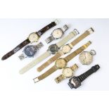 Eight 20th Century gentlemen's Sicura automatic watch, Citizen, nivaflex, Zodiac, Cyma, Eterna-