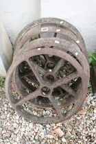 Set of 4 Four Spoke Cast Iron Wheels, 50cm diameter