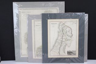 Collection of Mounted Maps including 1785 Seige of Gibraltar, Six Antique County Maps including