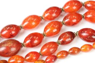 Vintage graduated bead necklace, amber style