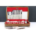 Webber and Hill of Sheffield silver plated kings pattern cutlery canteen in an oak case.