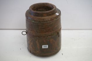 Antique hollowed log grain bin, 35cm high