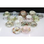 Large collection of assorted 20th Century coffee cups to include Colclough, Royal Worcester,