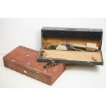 Two toolboxes containing various tools to include Stanley plane no.110