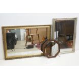 Rectangular Gilt Framed Mirror with bevelled edge, 72cm x 103cm together with a Silvered Framed