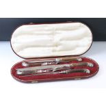 Bone handled silver mounted carving set, makers Joseph Rodgers & Sons, original fitted case with