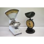 Cast metal Military Salter shop scales, the brass dial with broad arrow mark dated 1943, no. 50T;