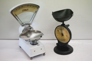 Cast metal Military Salter shop scales, the brass dial with broad arrow mark dated 1943, no. 50T;