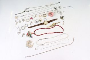 Jewellery including silver rings, necklaces, brooches, watches etc.