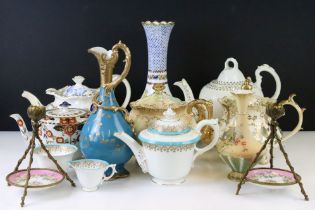 Collection of 19th Century and later ceramics (mostly teapots) to include Worcester Grainger