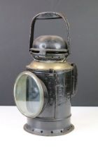 Railwayana - An early-to-mid 20th C British Rail lamp, stamped B.R.(W), with two coloured filters