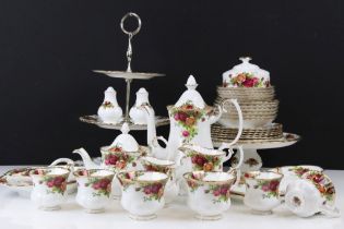 Two boxes of Royal Albert Old Country Roses tea service, to include teapot, coffee pot and cake