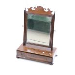 19th century Mahogany and Parcel Gilt Framed Rectangular Swing Dressing Mirror with shaped pediment,