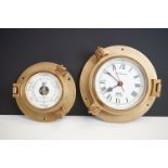 Yacht master brass clock and barometer