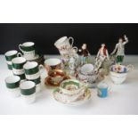 Set of nine Spode coffee cups and saucers together with three early 20th Century Sitzendorf