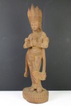 Burmese Wooden Carved Figure of a Royal Lady wearing a Crown (approx 51cm high)