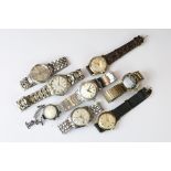 Eight 20th Century gentlemen's wrist watches to include Gruen, Titus, Anker, Bulova, Zodiac, Ellesse