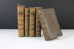 Books - Five 17th & 18th century French religious leather-bound books to include 'Abrege De L'