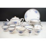 19th Century Victorian Royal Worcester tea service having a white ground with a blue and pink neo