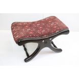 Wooden X-Framed Stool with carpet style upholstered seat, 72cm wide x 45cm wide x 44cm high